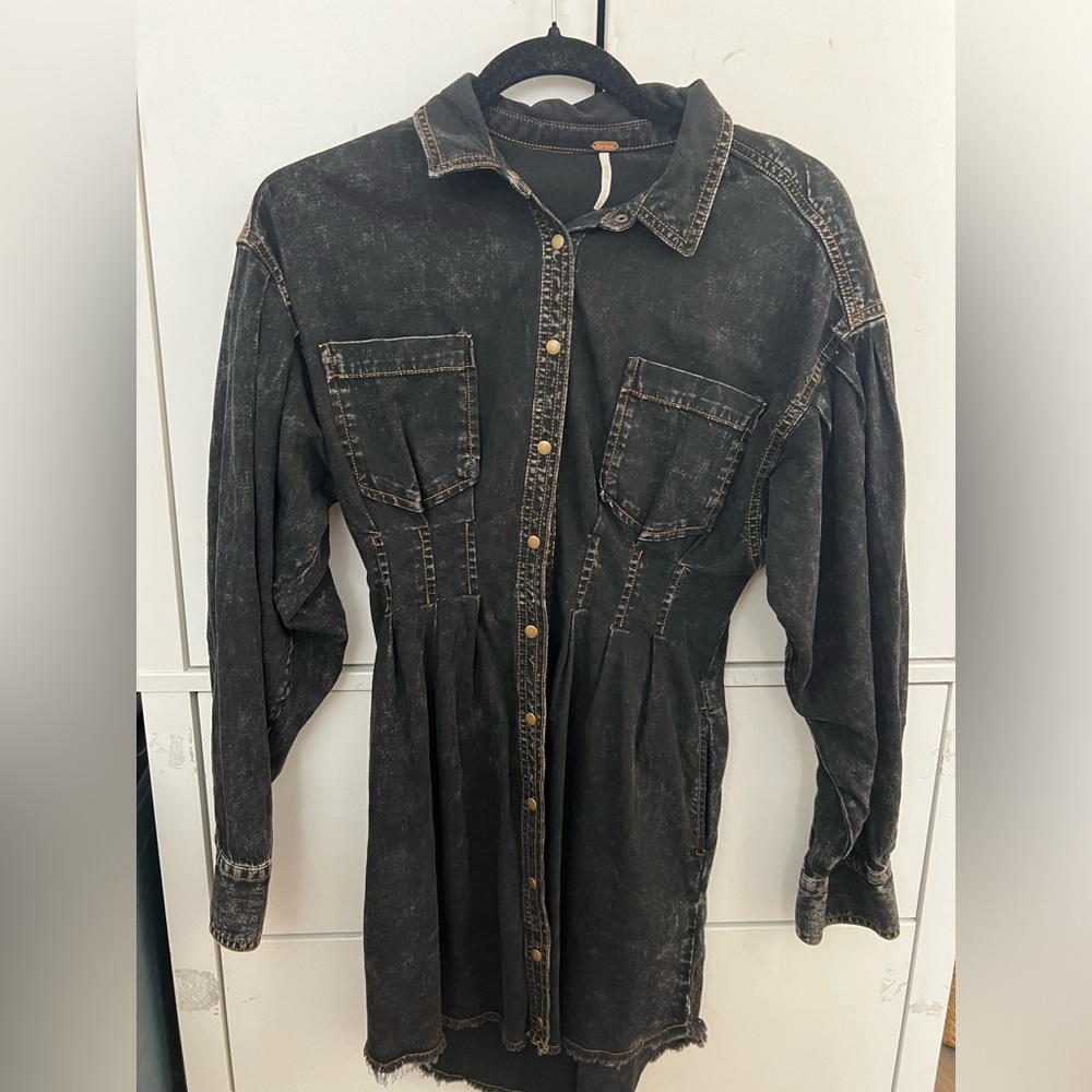 Free People Long Sleeve Denim Shirtdress Size XS